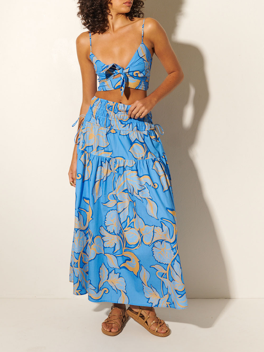 Blue floral on sale cotton maxi skirt