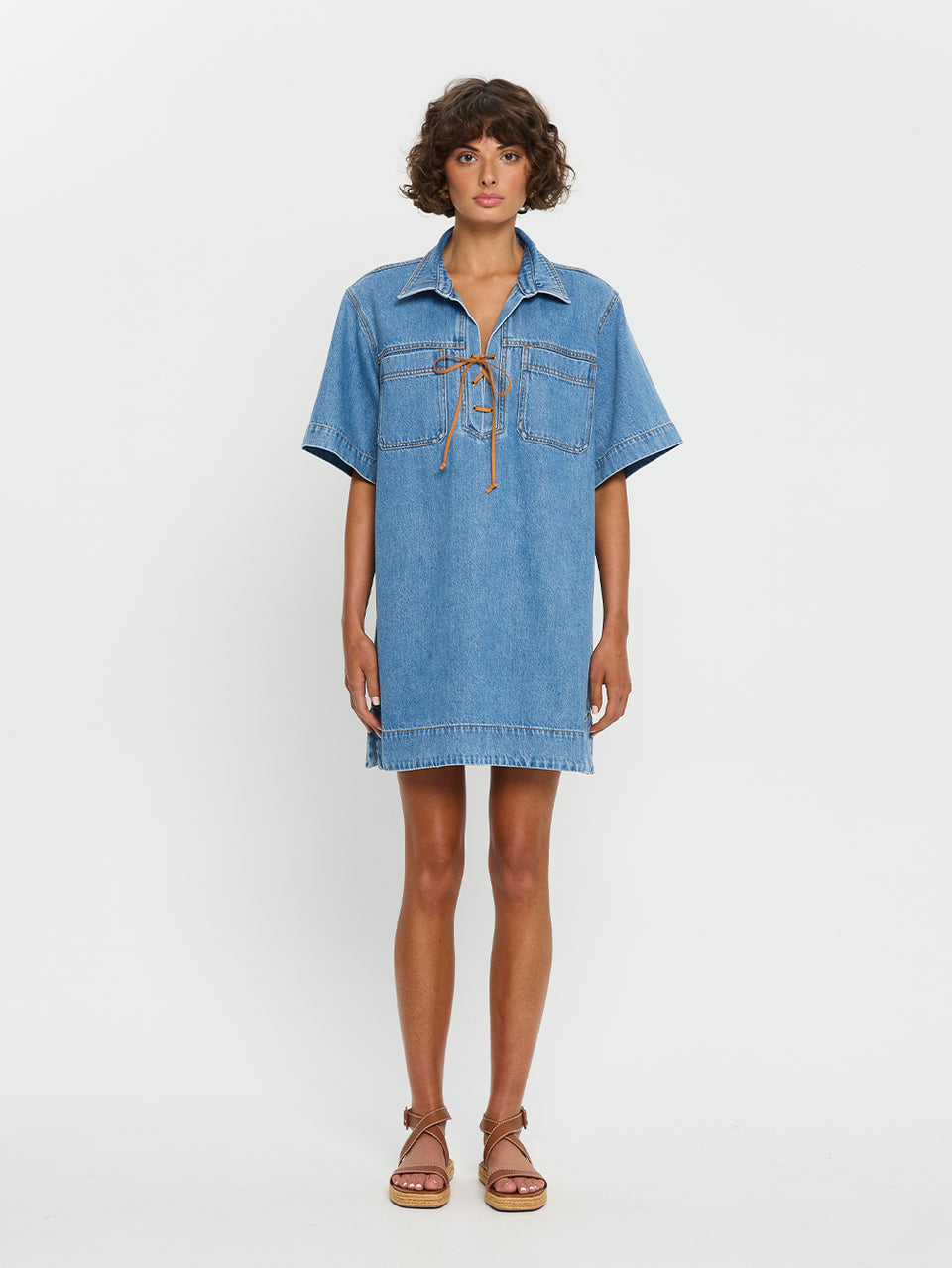 KIVARI Evie Denim Mini Dress Blue