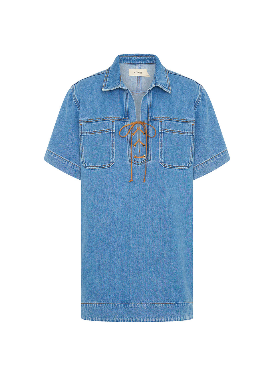 KIVARI Evie Denim Mini Dress Blue