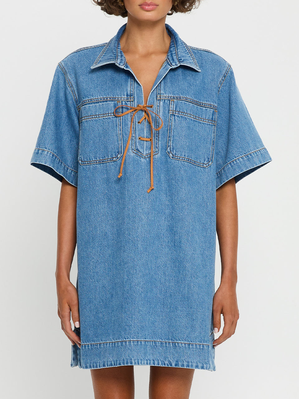 KIVARI Evie Denim Mini Dress Blue