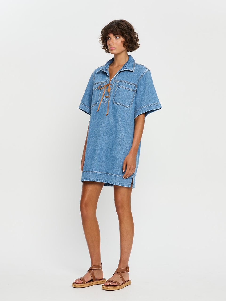 KIVARI Evie Denim Mini Dress Blue