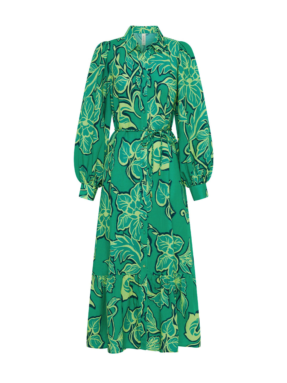 Fiora Shirt Dress KIVARI | Green floral shirt dress