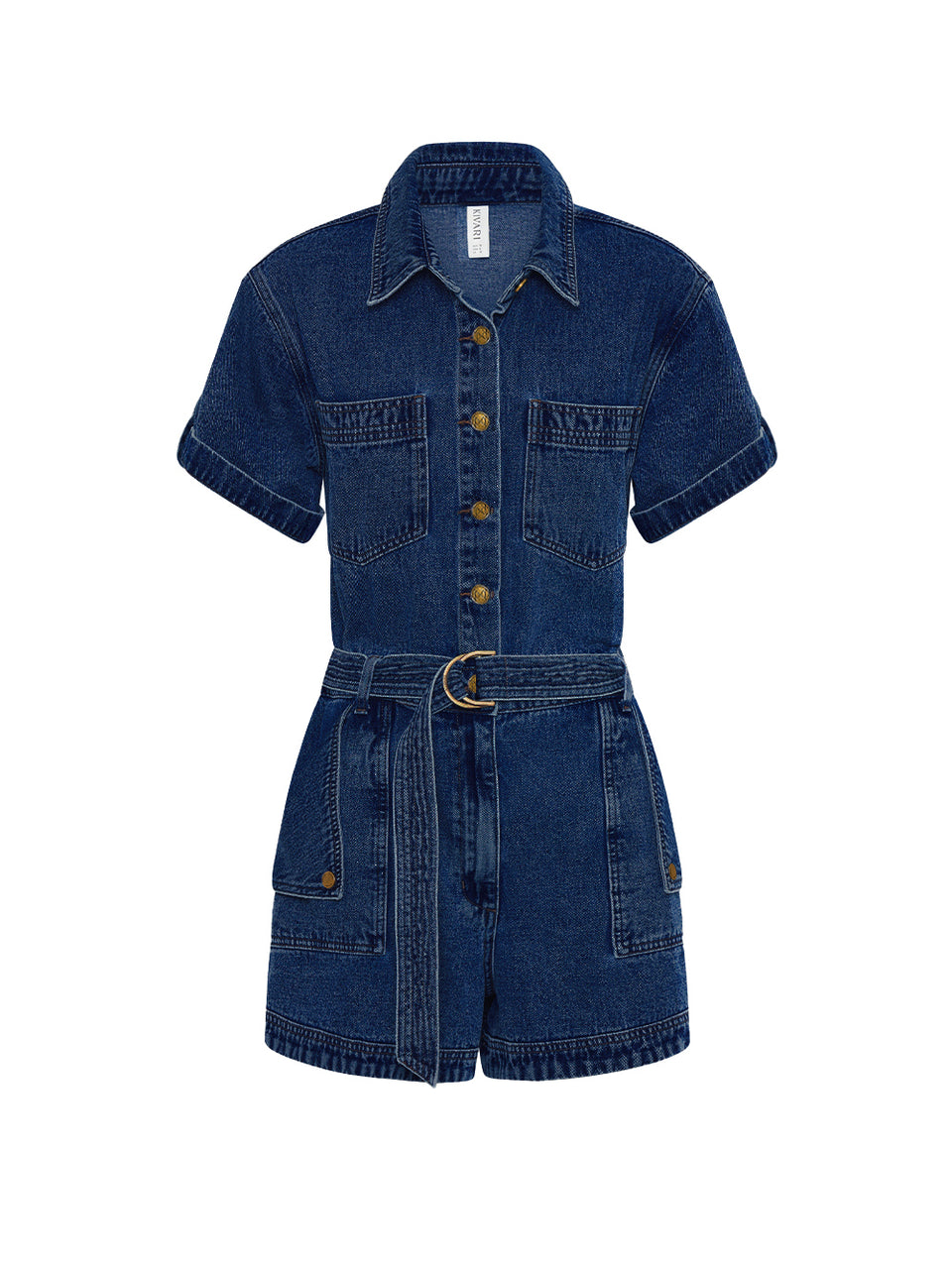 Georgie Denim Indigo KIVARI | Indigo blue denim playsuit