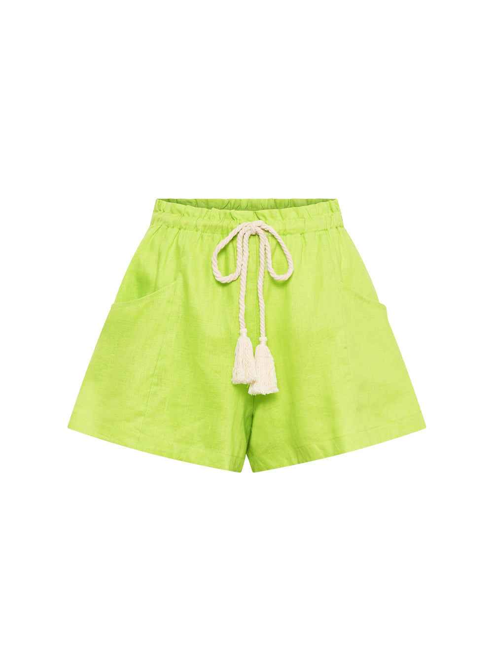 Leona Short Lime KIVARI | Lime green linen shorts