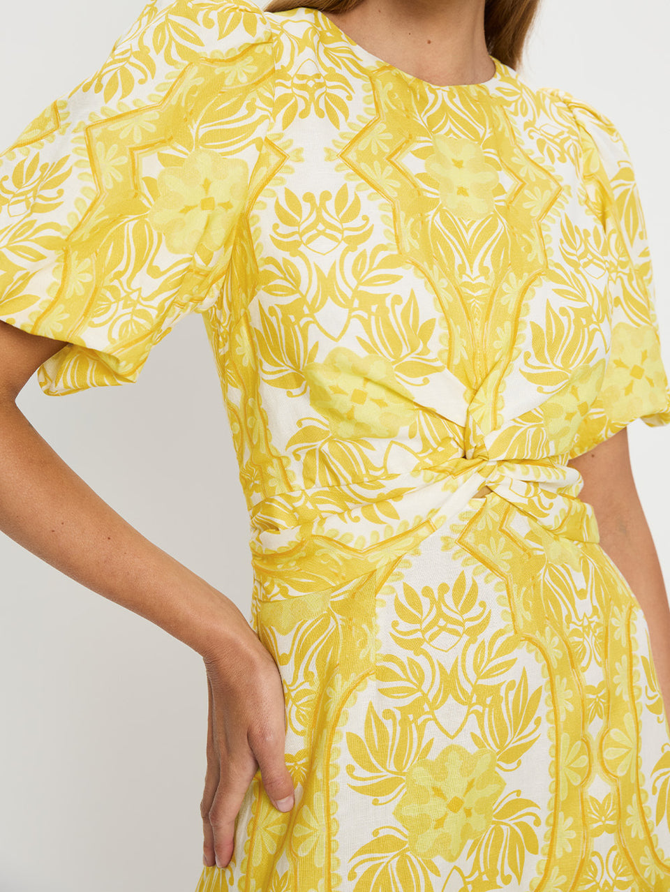 KIVARI Madeline Maxi Dress | Yellow abstract floral dress