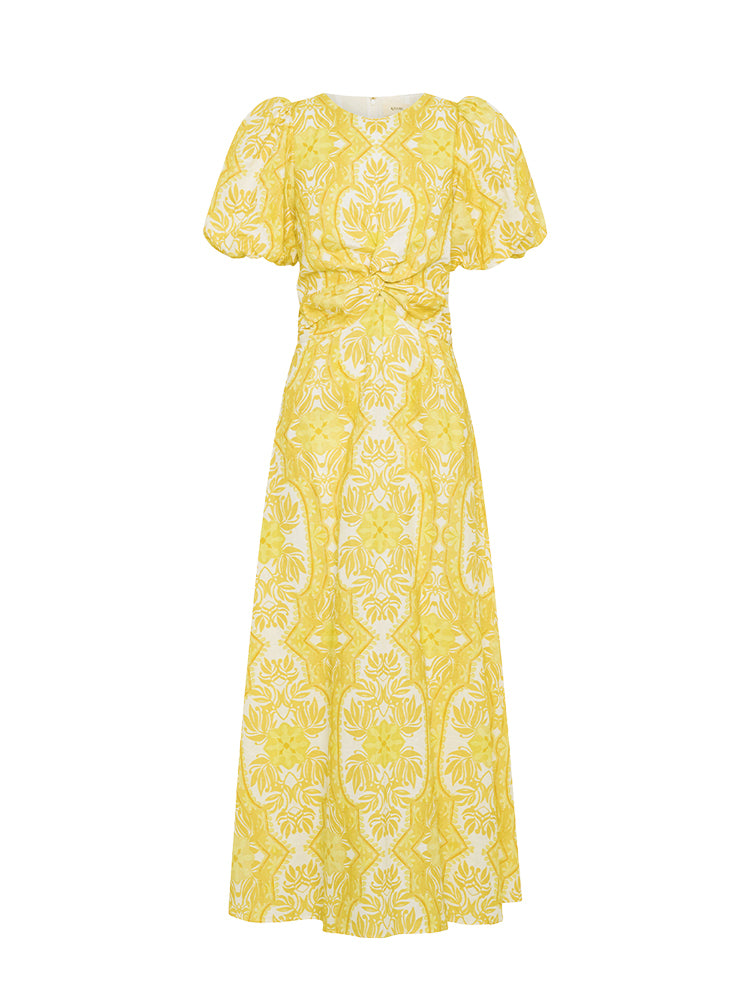 KIVARI Madeline Maxi Dress | Yellow abstract floral dress