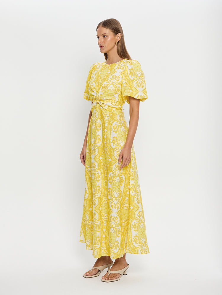 KIVARI Madeline Maxi Dress | Yellow abstract floral dress