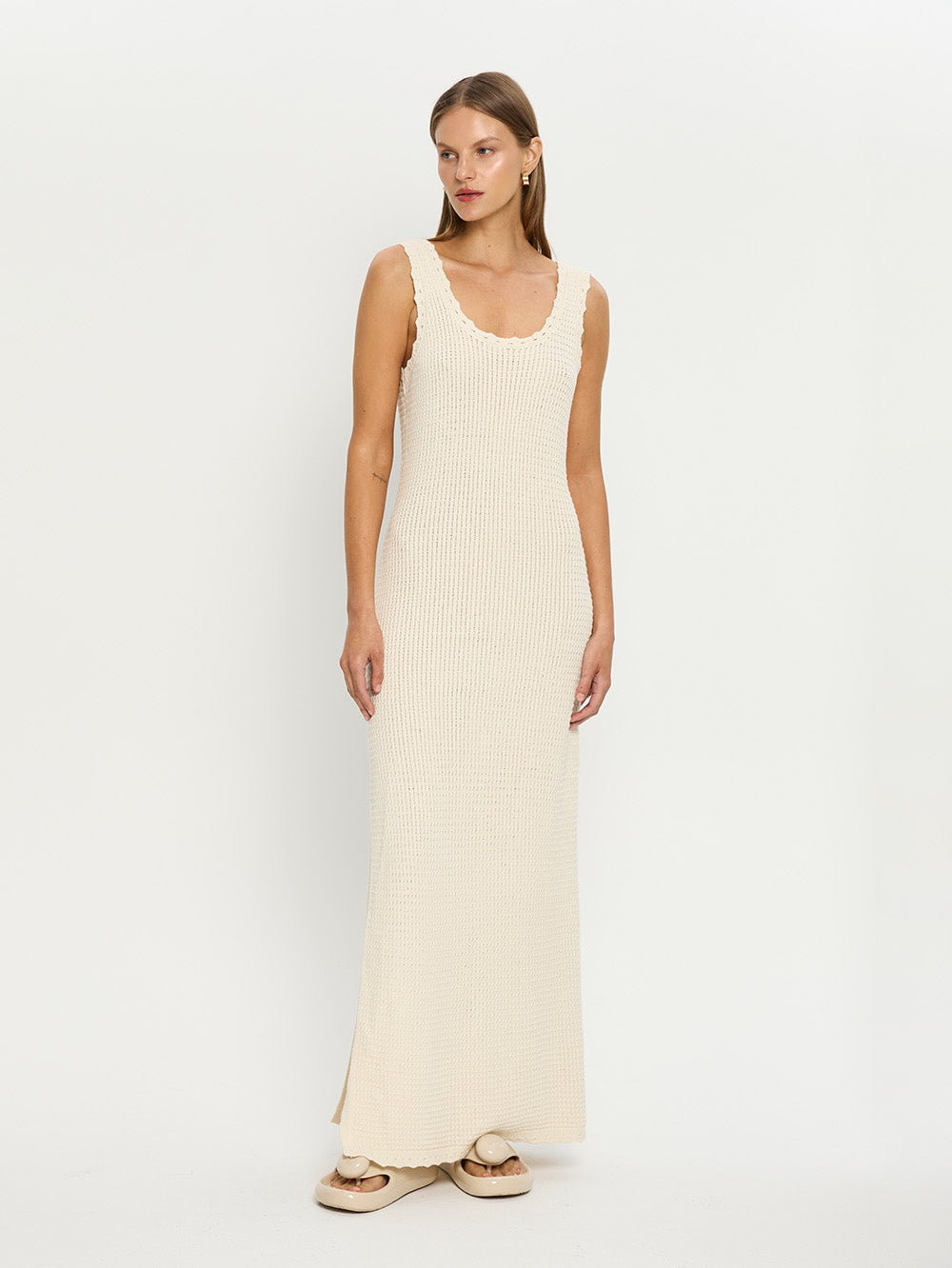 Martina Maxi Knit Dress Cream | KIVARI