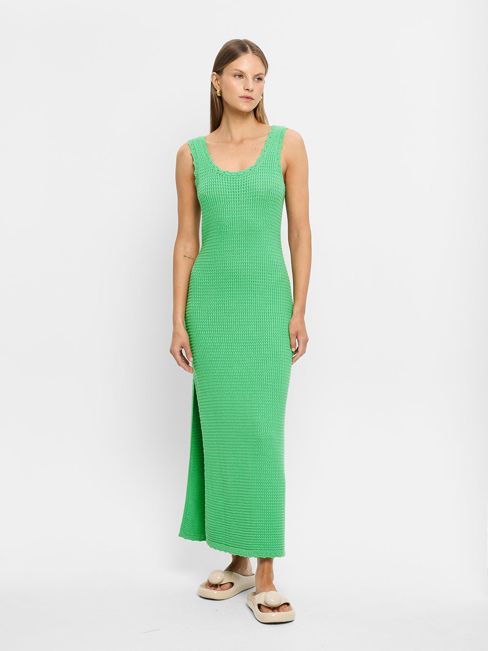 Martina Maxi Knit Dress Green | KIVARI