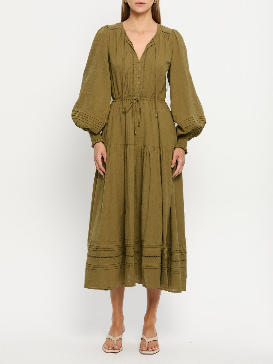 Antonella Maxi Dress KIVARI | Khaki maxi dress