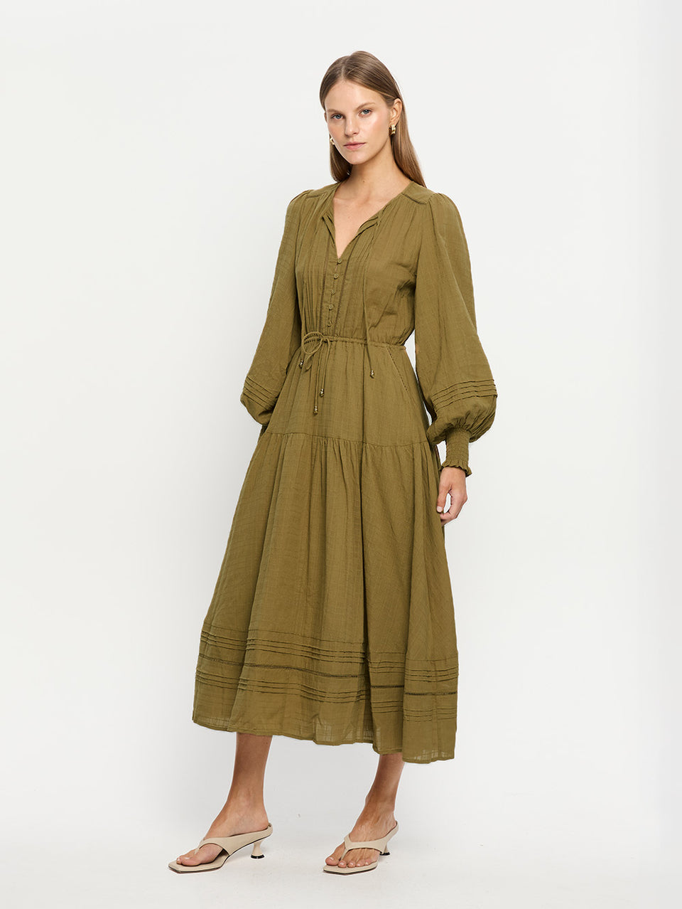 Antonella Maxi Dress KIVARI | Khaki maxi dress