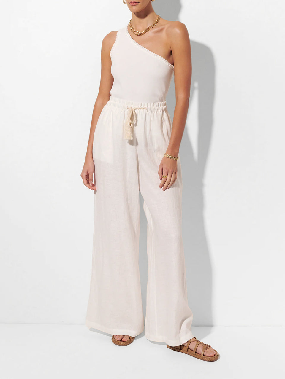 Tallulah One Shoulder Tank - Ivory